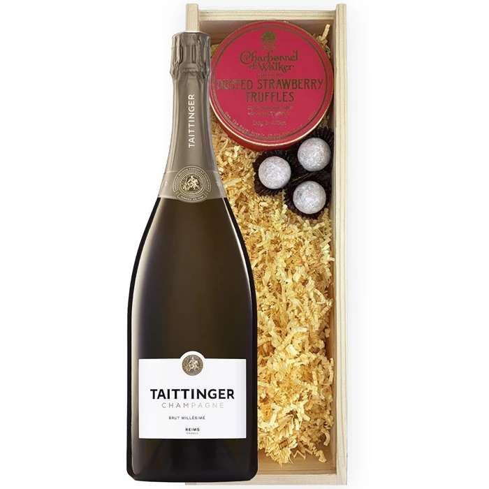 Taittinger Vintage Magnum 150cl And Strawberry Charbonnel Truffles Magnum Box